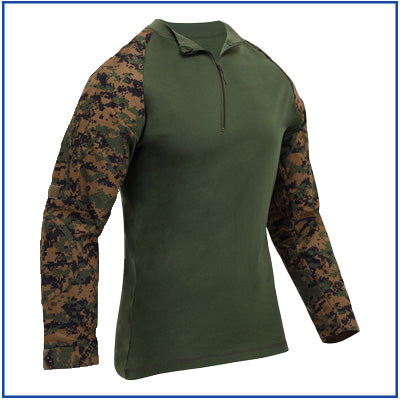 Rothco 1/4 Zip Tactical Combat Shirt - Woodland Digital